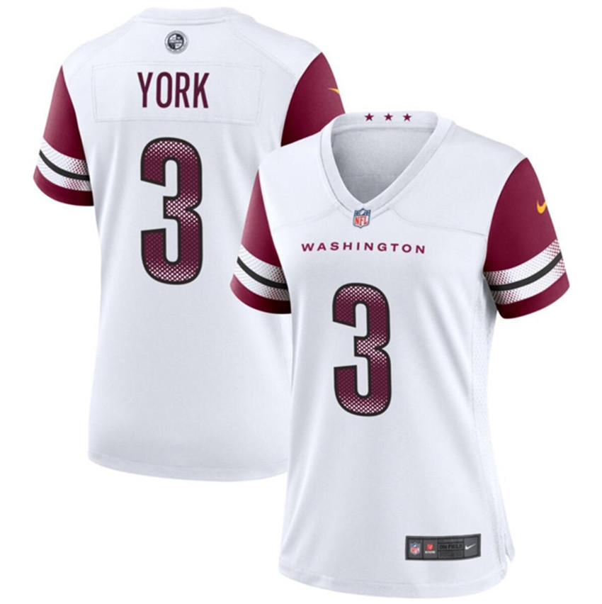 Women's White Washington Commanders #3 Cade York Stitched Jersey(Run Small)